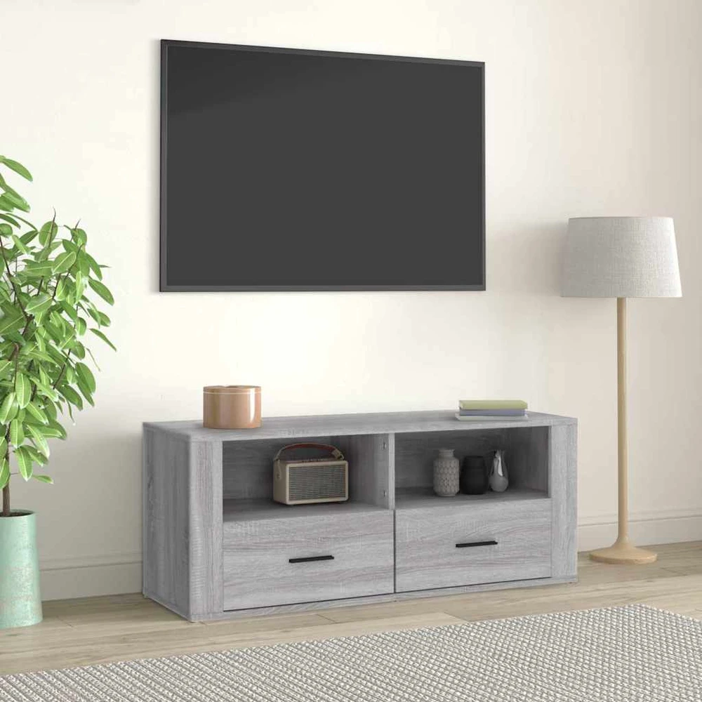 TV staliukas Televizoriaus spintelė, pilka ąžuolo, 100x35x40cm, mediena