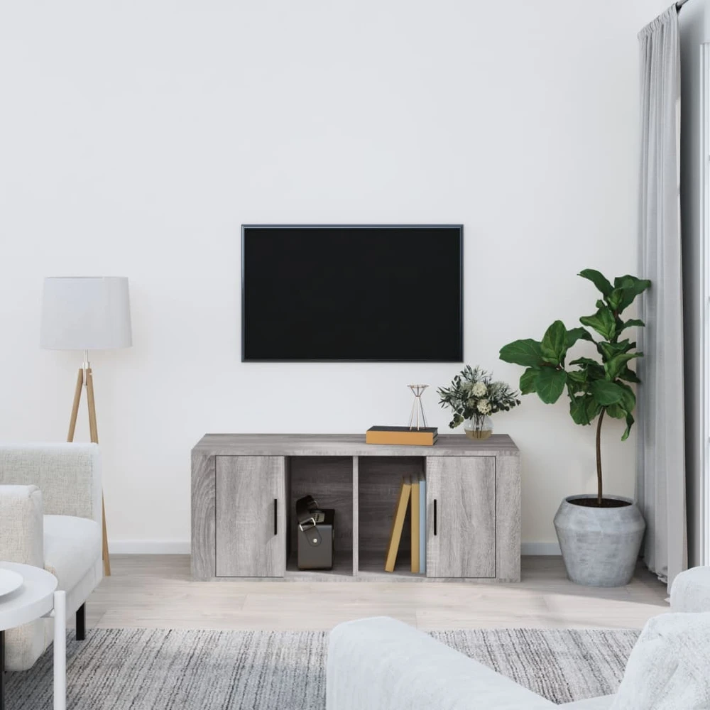TV staliukas Televizoriaus spintelė, pilka ąžuolo, 100x35x40cm, mediena