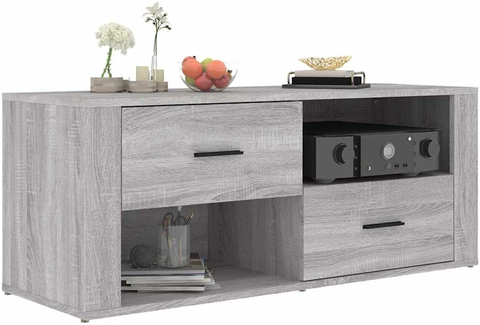TV staliukas Televizoriaus spintelė, pilka ąžuolo, 100x35x40cm, mediena