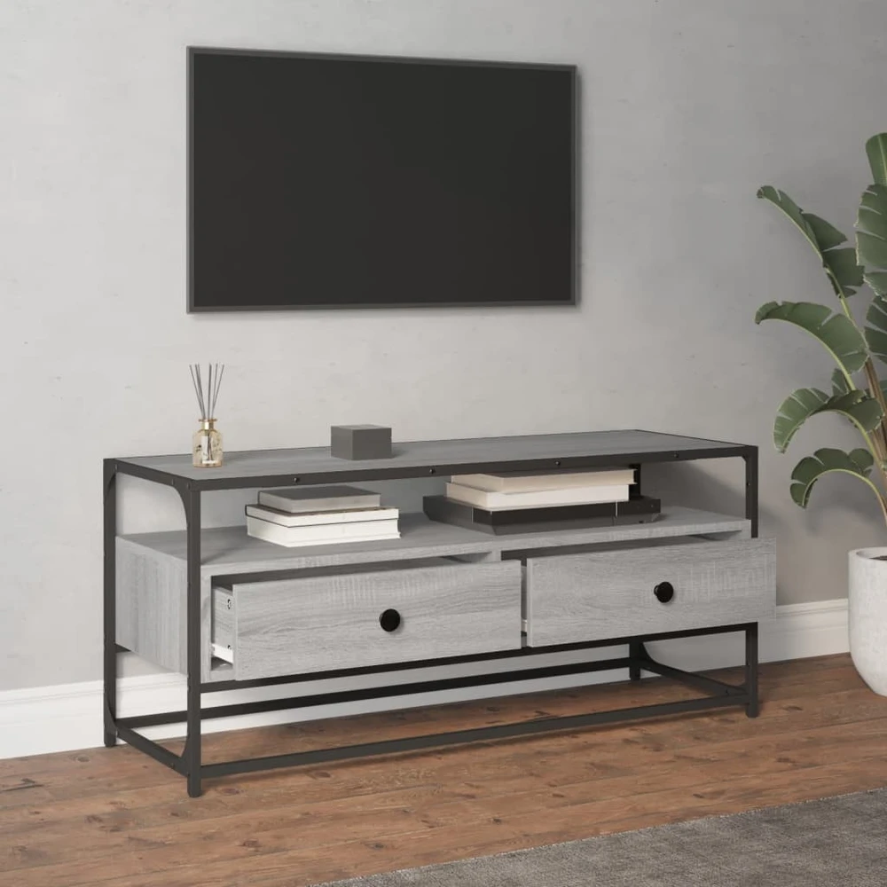 TV staliukas Televizoriaus spintelė, pilka ąžuolo, 100x35x45cm, mediena