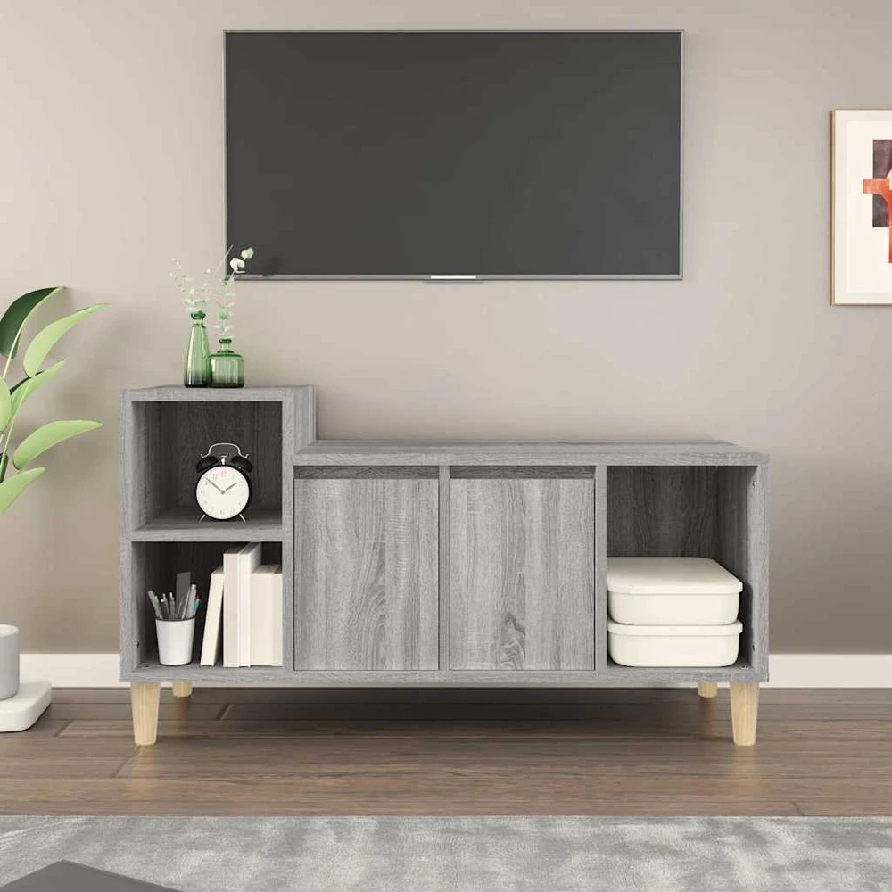 TV staliukas Televizoriaus spintelė, pilka ąžuolo, 100x35x55cm, mediena