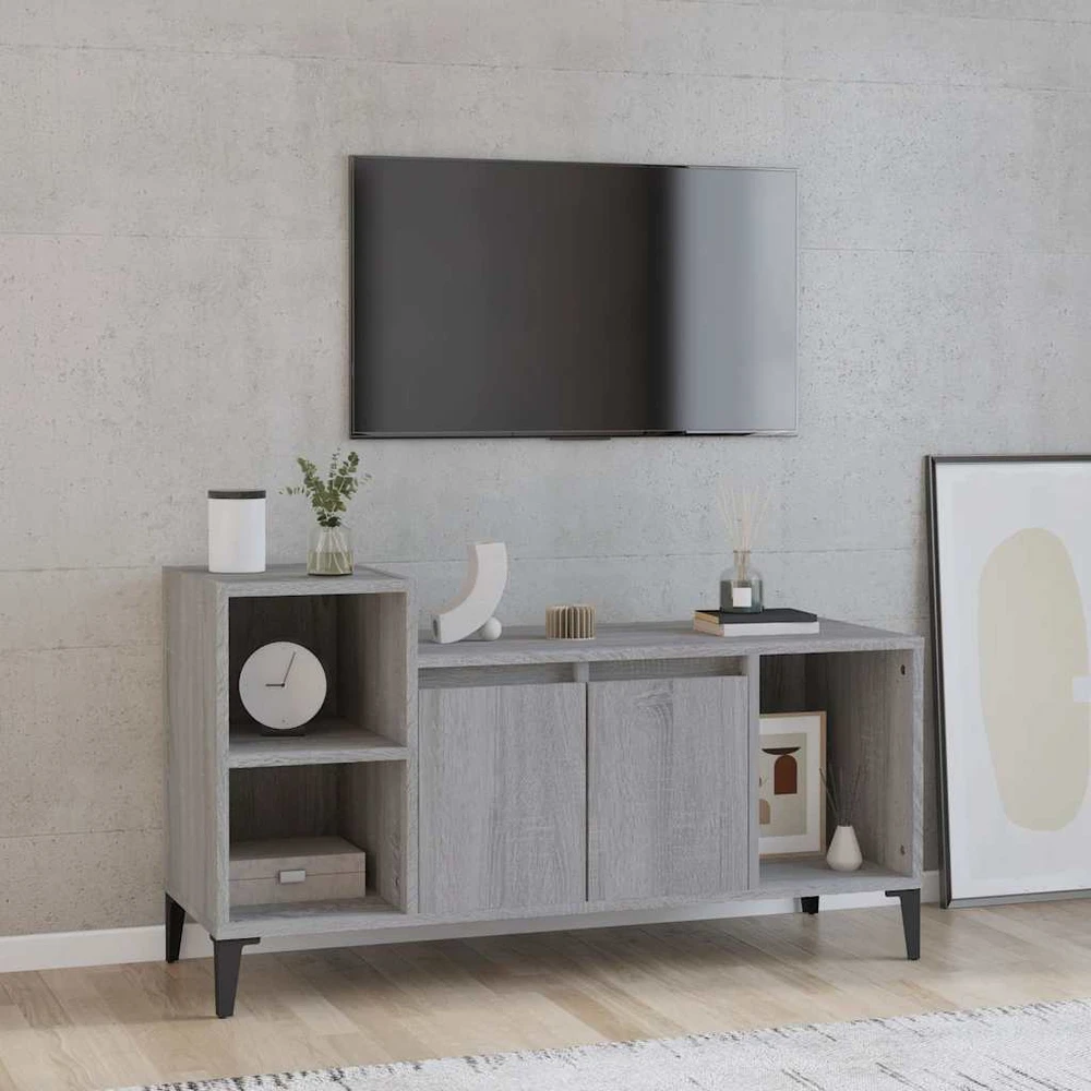 TV staliukas Televizoriaus spintelė, pilka ąžuolo, 100x35x55cm, mediena