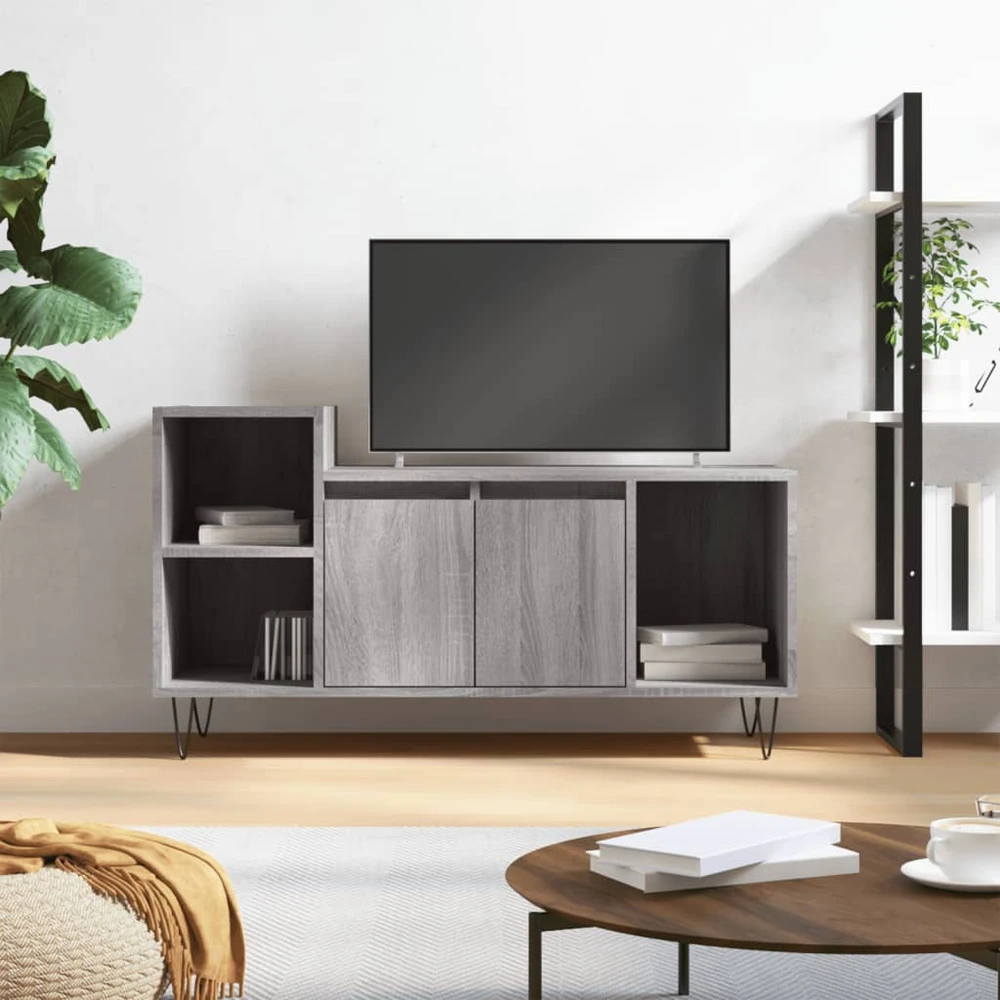 TV staliukas Televizoriaus spintelė, pilka ąžuolo, 100x35x55cm, mediena