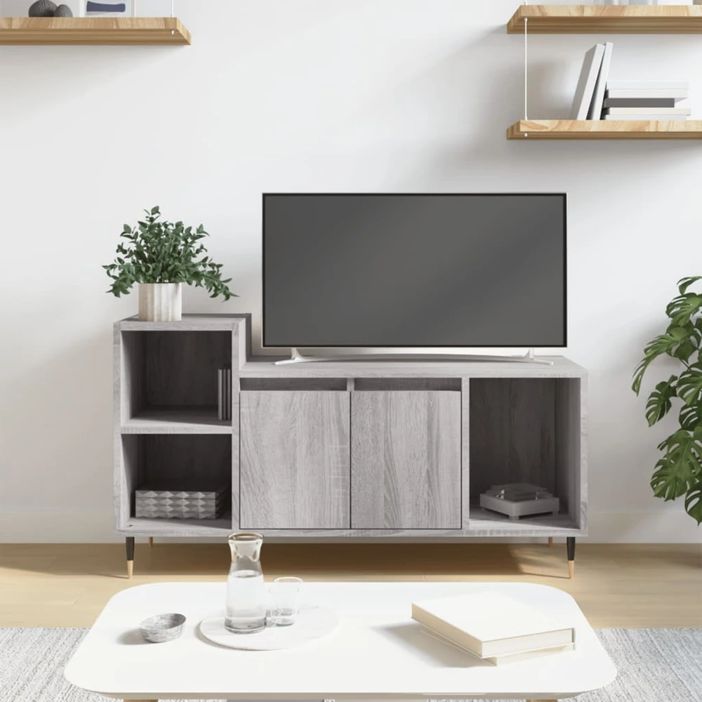 TV staliukas Televizoriaus spintelė, pilka ąžuolo, 100x35x55cm, mediena
