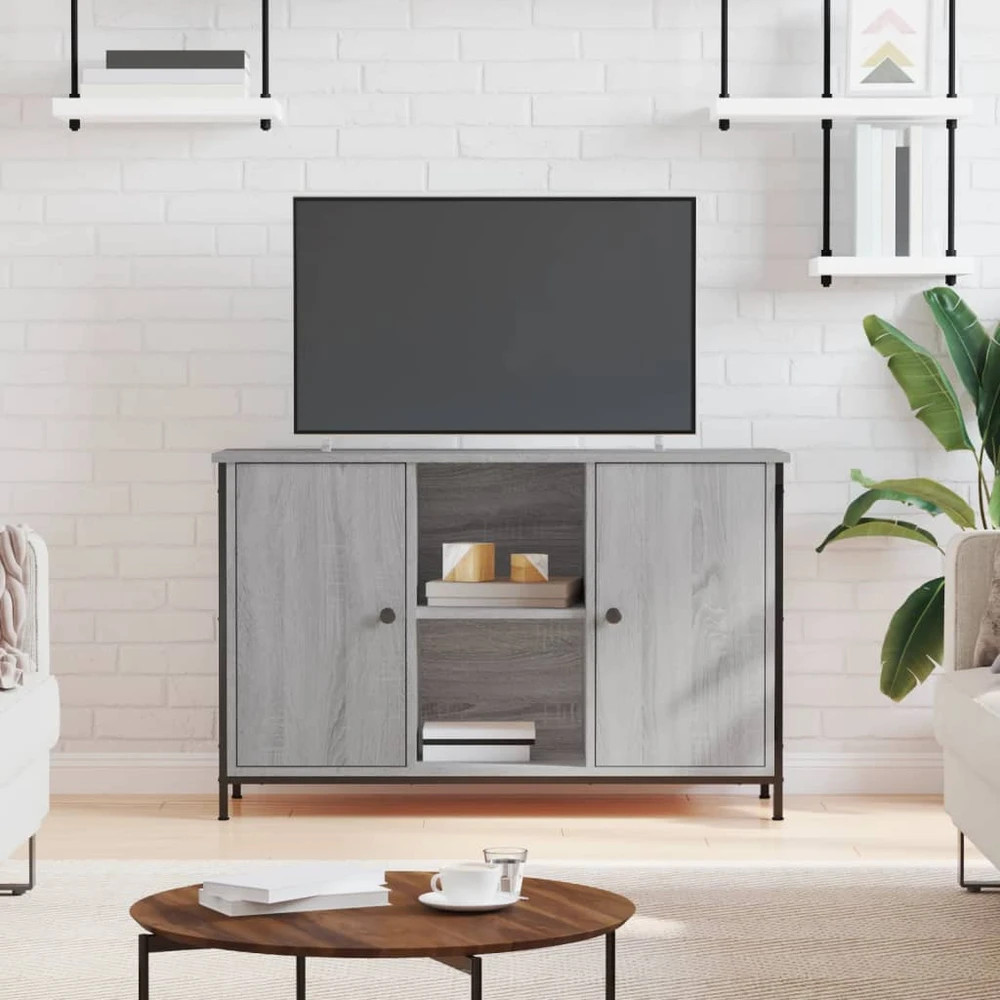 TV staliukas Televizoriaus spintelė, pilka ąžuolo, 100x35x65cm, mediena