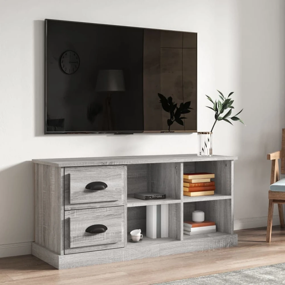TV staliukas Televizoriaus spintelė, pilka ąžuolo, 102x35,5x47,5cm, mediena