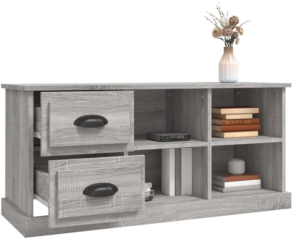 TV staliukas Televizoriaus spintelė, pilka ąžuolo, 102x35,5x47,5cm, mediena