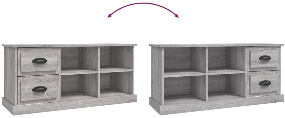 TV staliukas Televizoriaus spintelė, pilka ąžuolo, 102x35,5x47,5cm, mediena