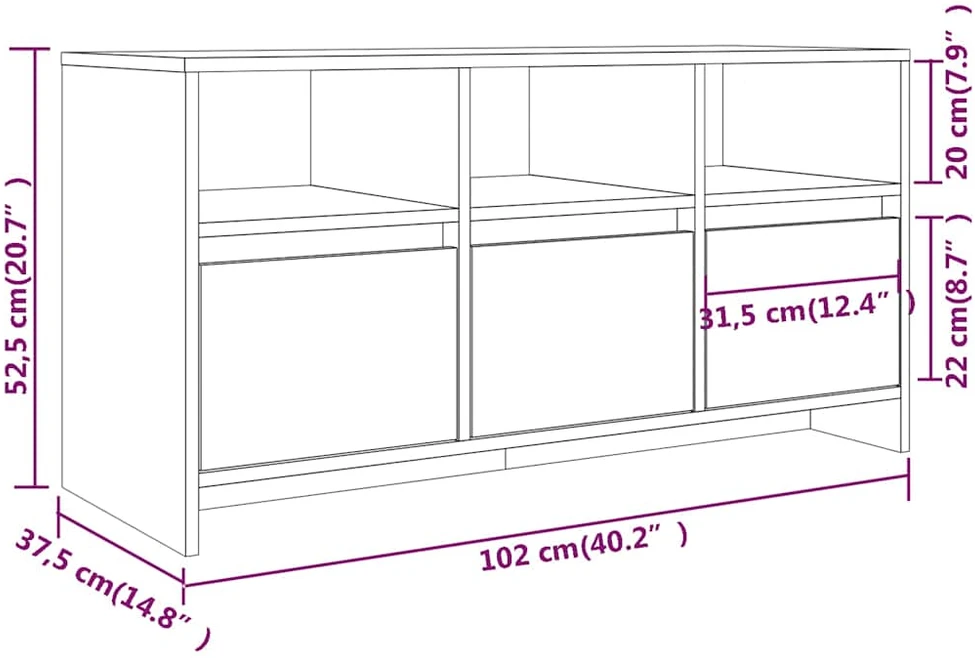 TV staliukas Televizoriaus spintelė, pilka ąžuolo, 102x37,5x52,5cm, MDP