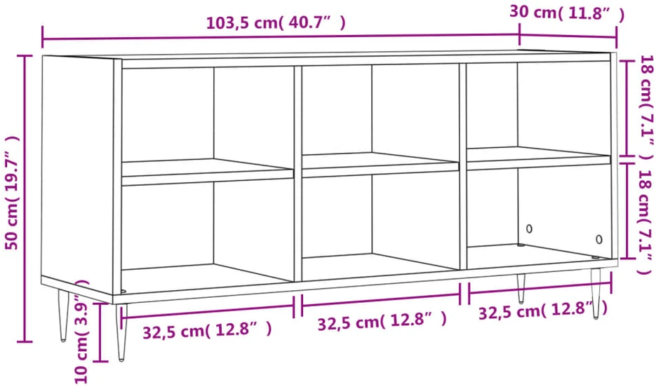 TV staliukas Televizoriaus spintelė, pilka ąžuolo, 103,5x30x50cm, mediena