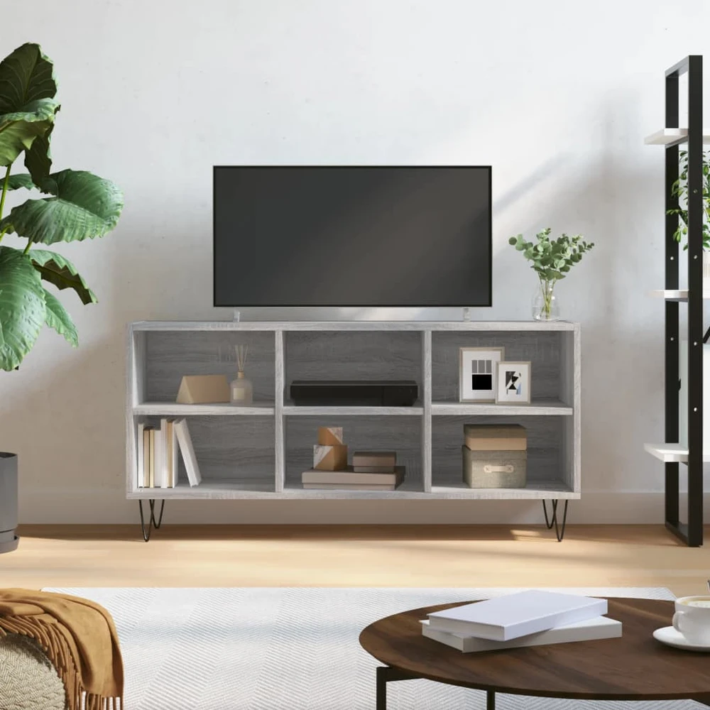 TV staliukas Televizoriaus spintelė, pilka ąžuolo, 103,5x30x50cm, mediena
