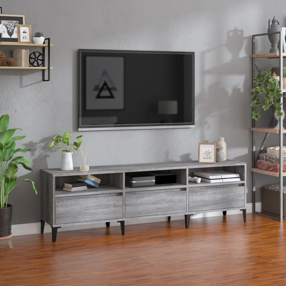 TV staliukas Televizoriaus spintelė, pilka ąžuolo, 150x30x44,5cm, mediena