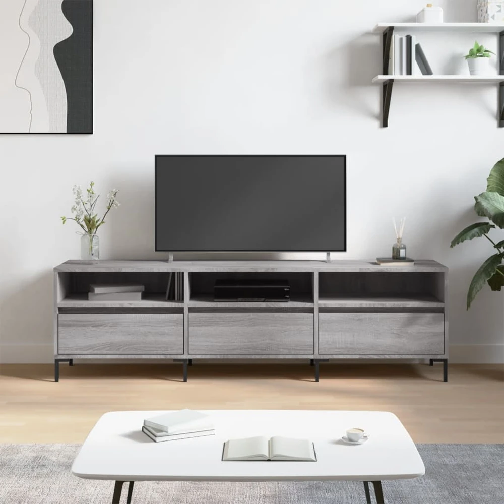 TV staliukas Televizoriaus spintelė, pilka ąžuolo, 150x30x44,5cm, mediena