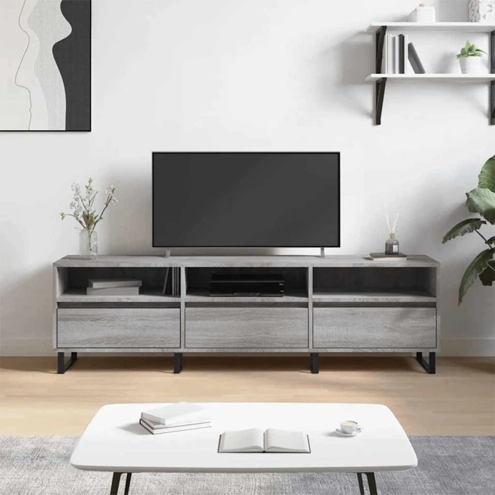 TV staliukas Televizoriaus spintelė, pilka ąžuolo, 150x30x44,5cm, mediena