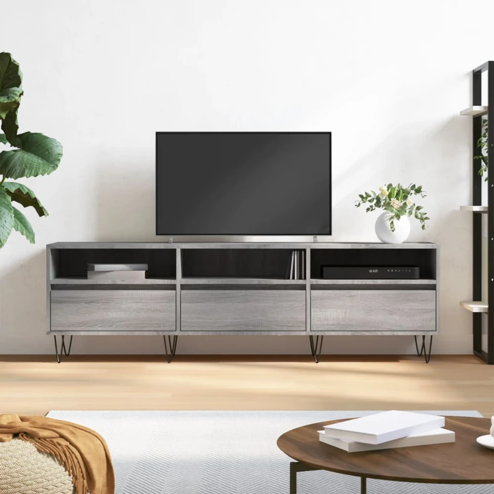 TV staliukas Televizoriaus spintelė, pilka ąžuolo, 150x30x44,5cm, mediena