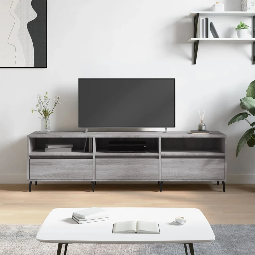 TV staliukas Televizoriaus spintelė, pilka ąžuolo, 150x30x44,5cm, mediena