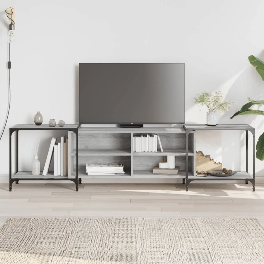 TV staliukas Televizoriaus spintelė, pilka ąžuolo, 203x37x50cm, mediena