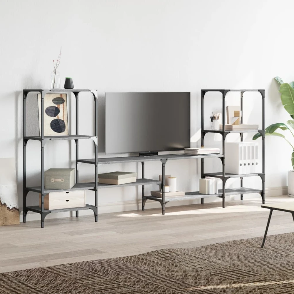 TV staliukas Televizoriaus spintelė, pilka ąžuolo, 206,5x28,5x95cm, mediena