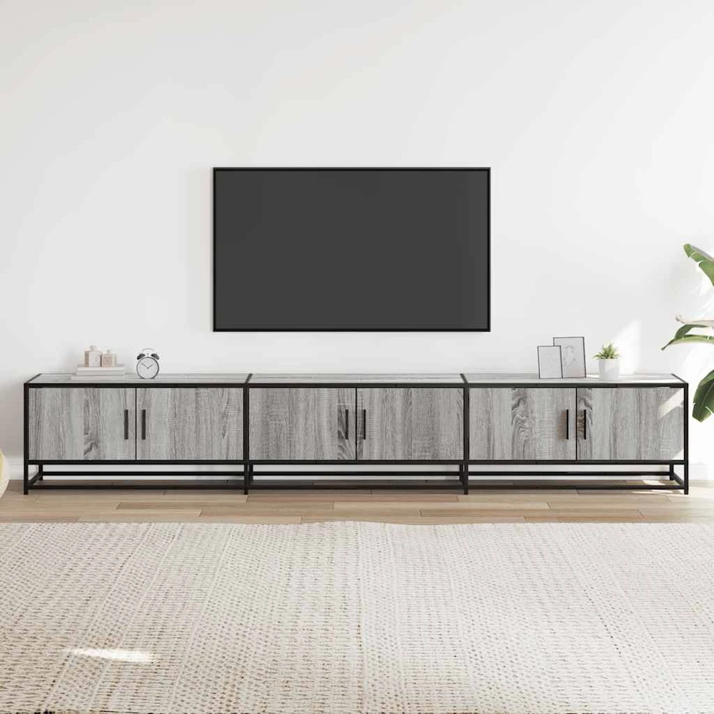 TV staliukas Televizoriaus spintelė, pilka ąžuolo, 240x35x41cm, mediena