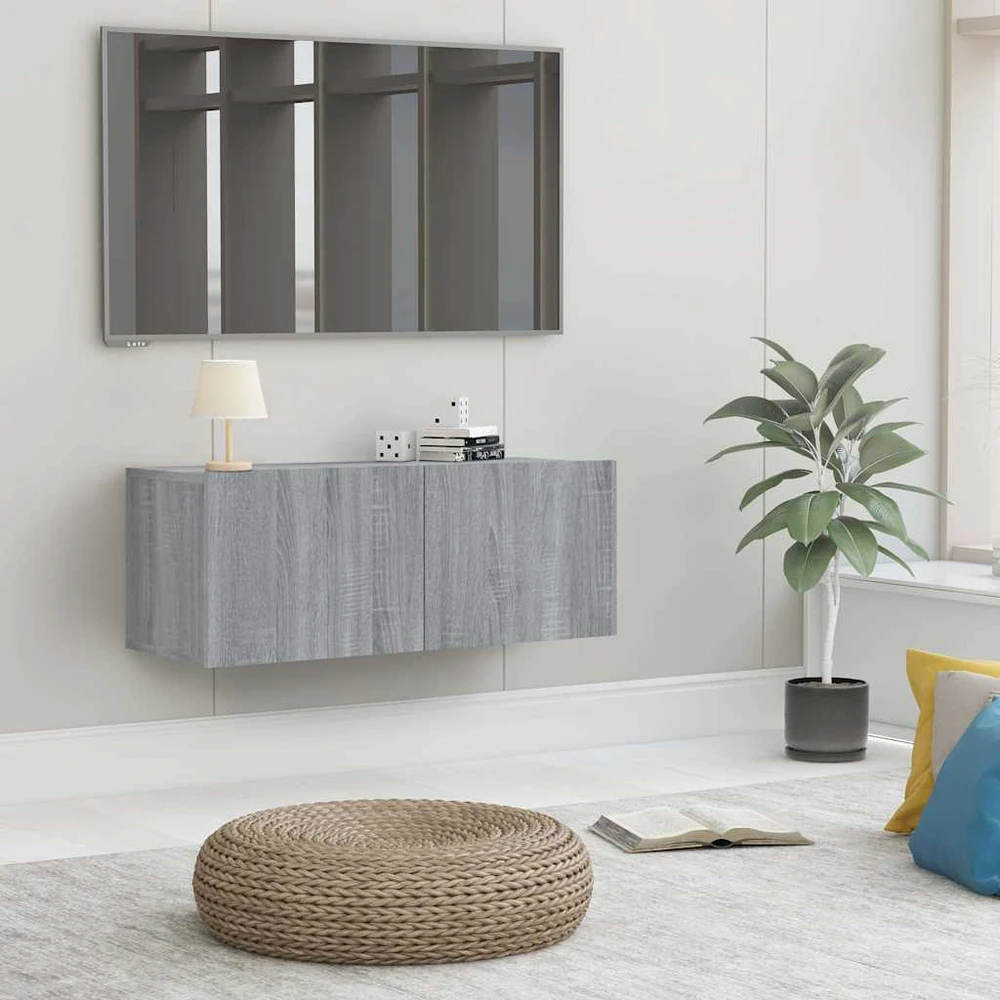 TV staliukas Televizoriaus spintelė, pilka ąžuolo, 80x30x30cm, mediena