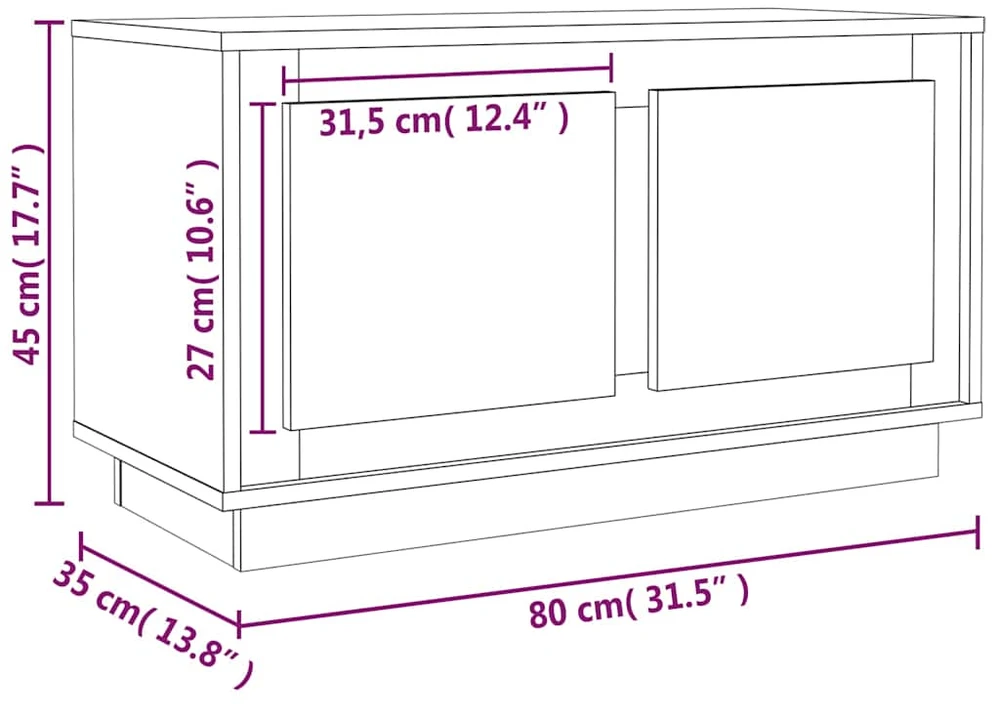 TV staliukas Televizoriaus spintelė, pilka ąžuolo, 80x35x45cm, mediena