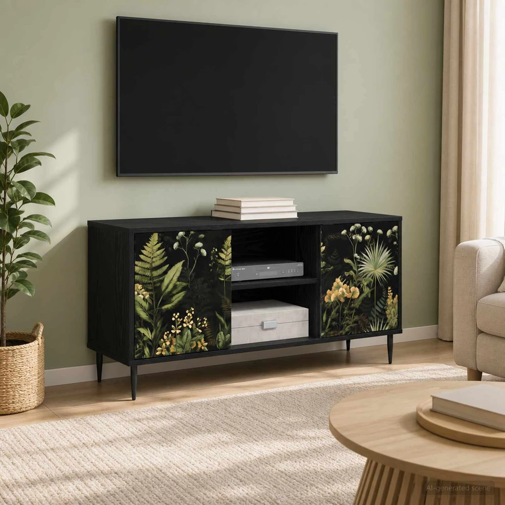 TV staliukas Televizoriaus spintelė RHENEN 102 x 33 x 51 cm Juodojo ąžuolo