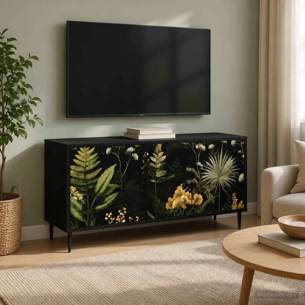 TV staliukas Televizoriaus spintelė RHENEN 102 x 33 x 51 cm Juodojo ąžuolo