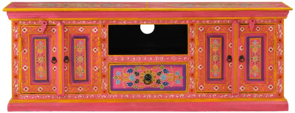 TV staliukas Televizoriaus spintelė, rožinė, 110x30x40cm, mango masyvas