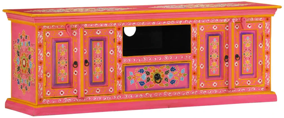 TV staliukas Televizoriaus spintelė, rožinė, 110x30x40cm, mango masyvas