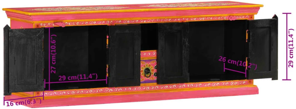 TV staliukas Televizoriaus spintelė, rožinė, 110x30x40cm, mango masyvas