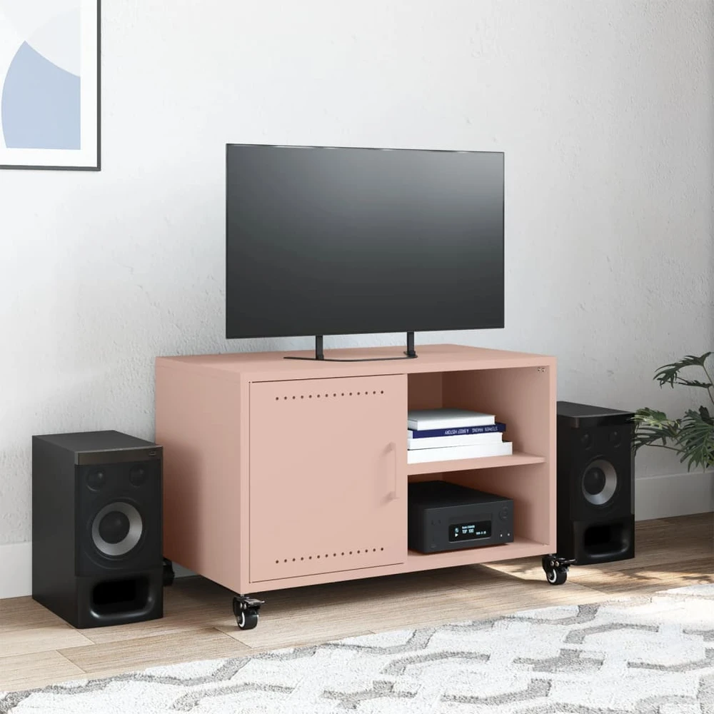 TV staliukas Televizoriaus spintelė, rožinės spalvos, 68x39x43,5cm, plienas