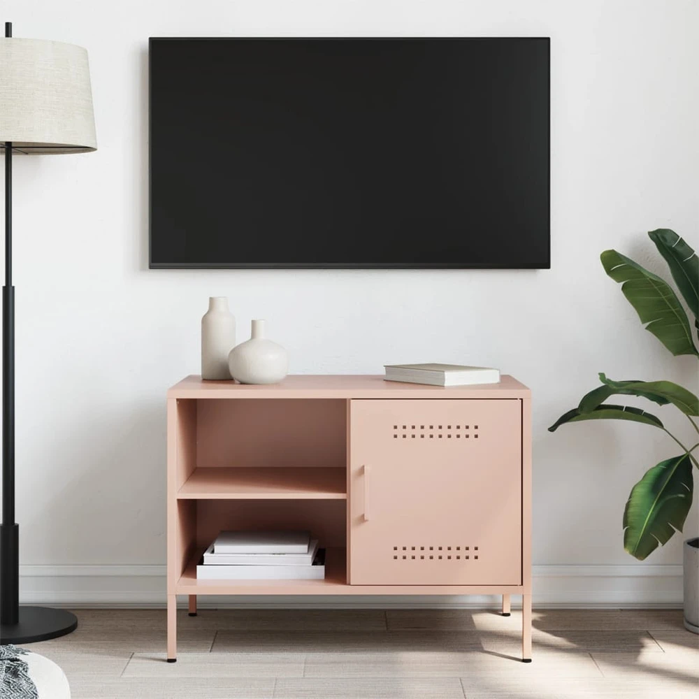 TV staliukas Televizoriaus spintelė, rožinės spalvos, 68x39x50,5cm, plienas