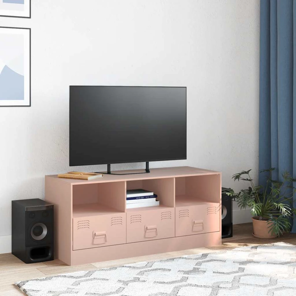TV staliukas Televizoriaus spintelė, rožinės spalvos, 99x39x44cm, plienas