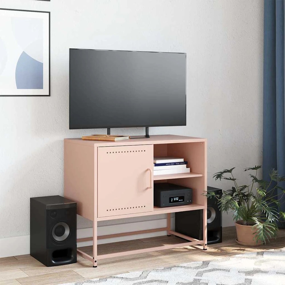 TV staliukas Televizoriaus spintelė, rožinės spalvos, 68x39x60,5cm, plienas