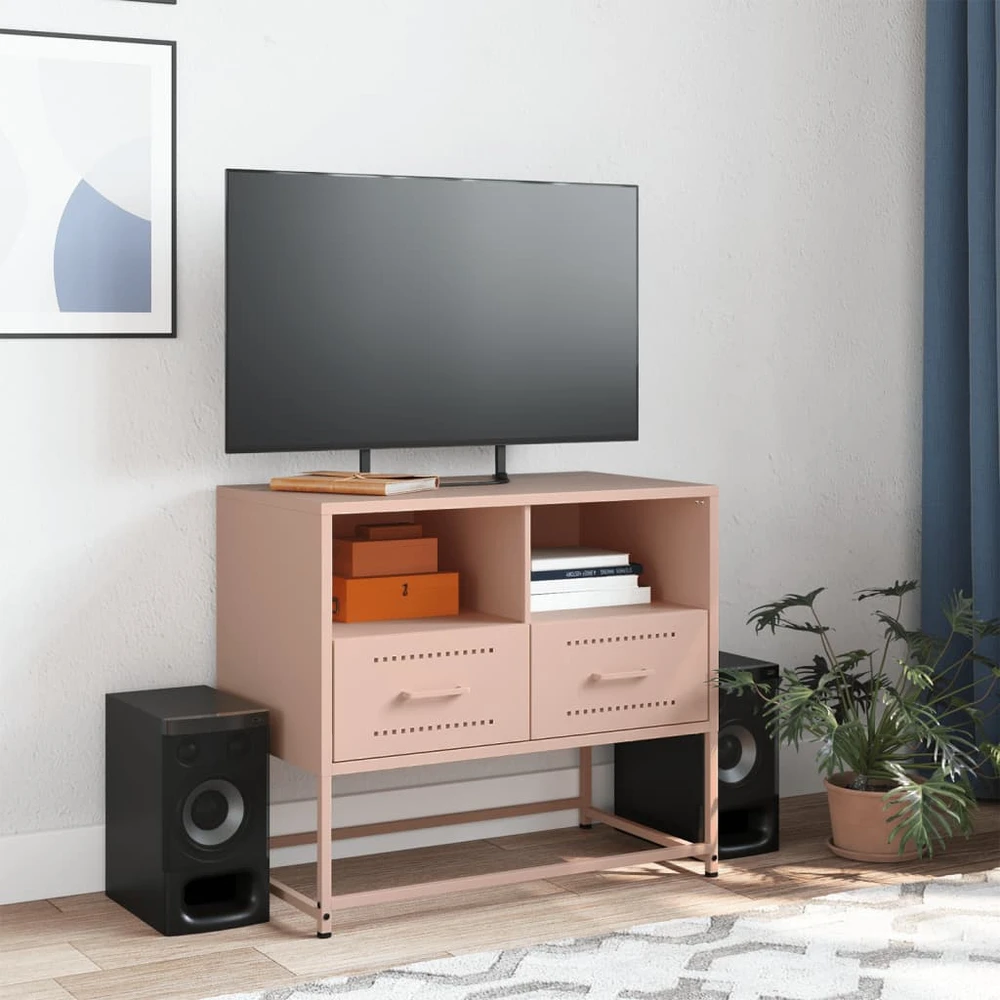 TV staliukas Televizoriaus spintelė, rožinės spalvos, 68x39x60,5cm, plienas