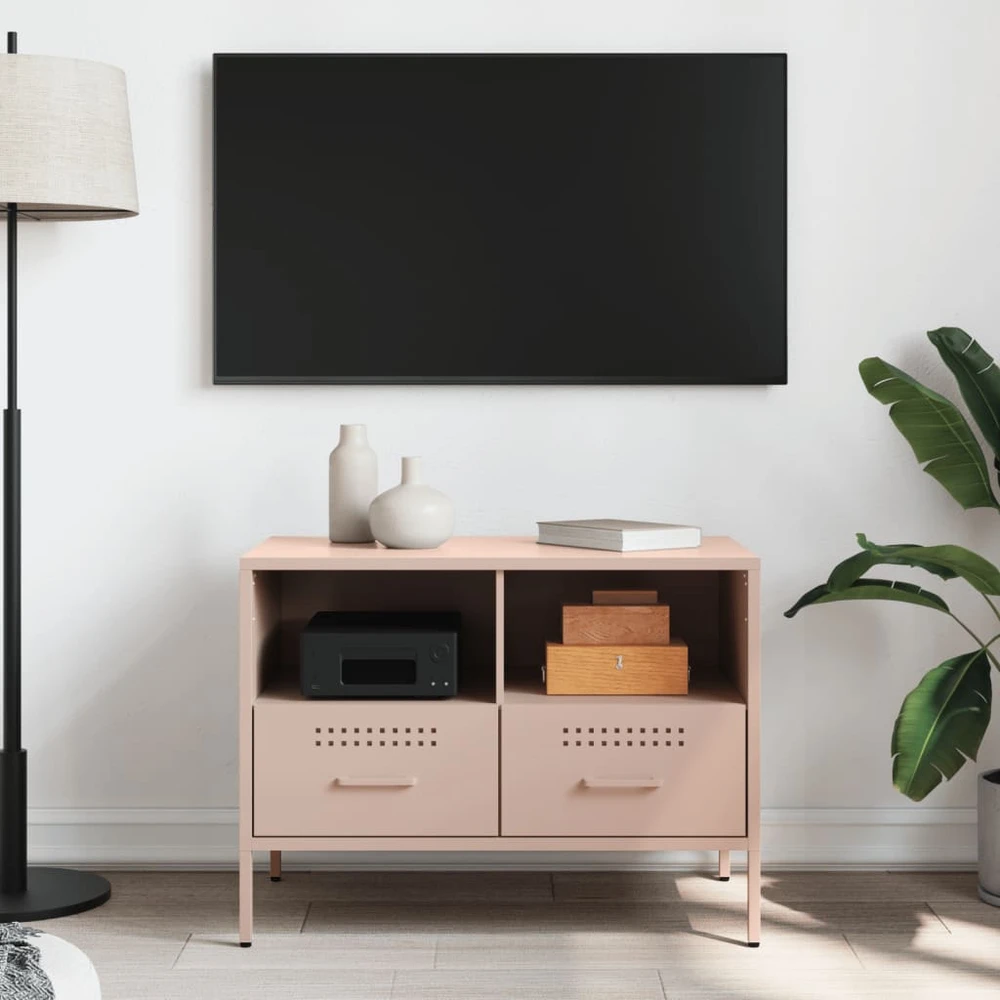 TV staliukas Televizoriaus spintelė, rožinės spalvos, 68x39x50,5cm, plienas