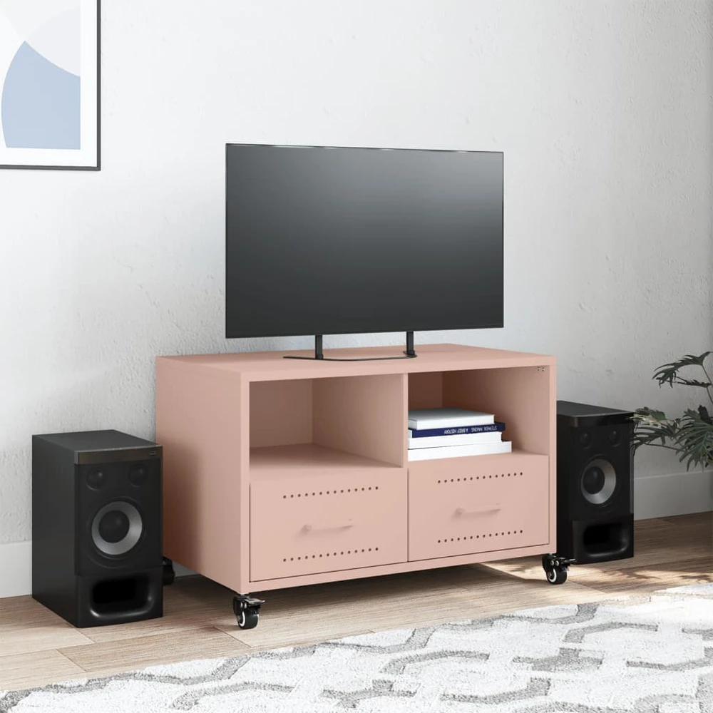 TV staliukas Televizoriaus spintelė, rožinės spalvos, 68x39x43,5cm, plienas