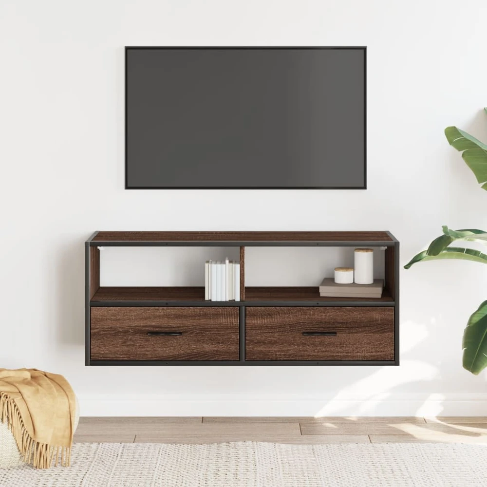 TV staliukas Televizoriaus spintelė, ruda, 100x31x39,5cm, mediena/metalas
