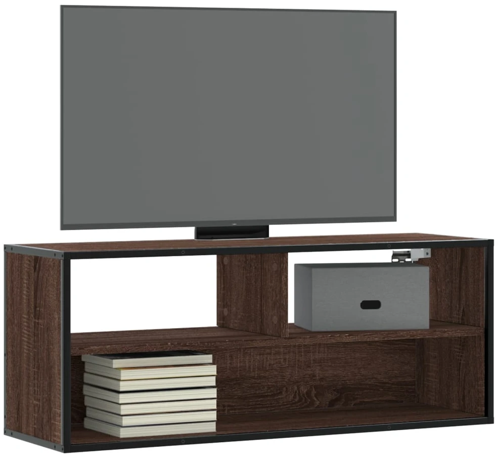 TV staliukas Televizoriaus spintelė, ruda, 100x31x39,5cm, mediena/metalas