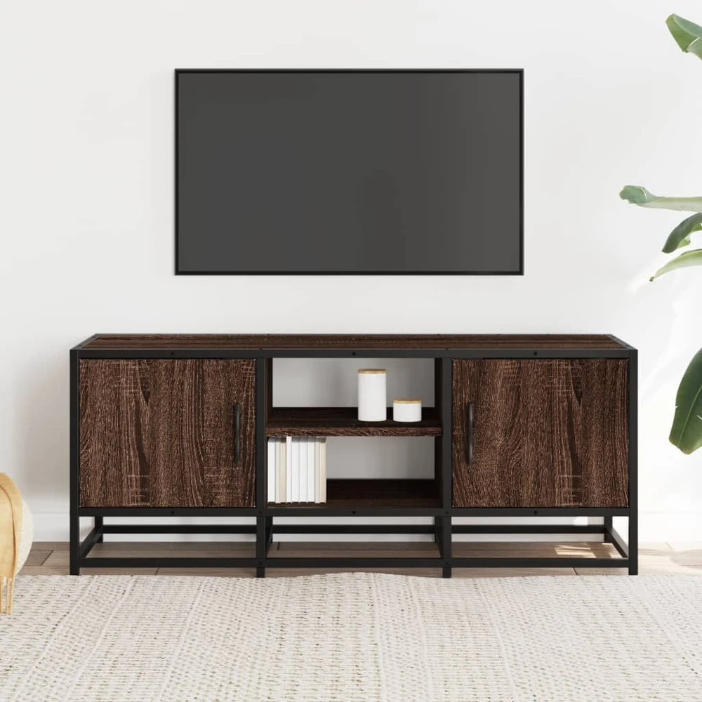 TV staliukas Televizoriaus spintelė, ruda, 100x35x41cm, mediena ir metalas