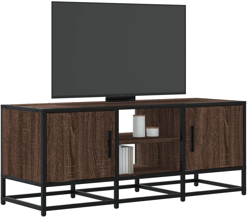 TV staliukas Televizoriaus spintelė, ruda, 100x35x41cm, mediena ir metalas