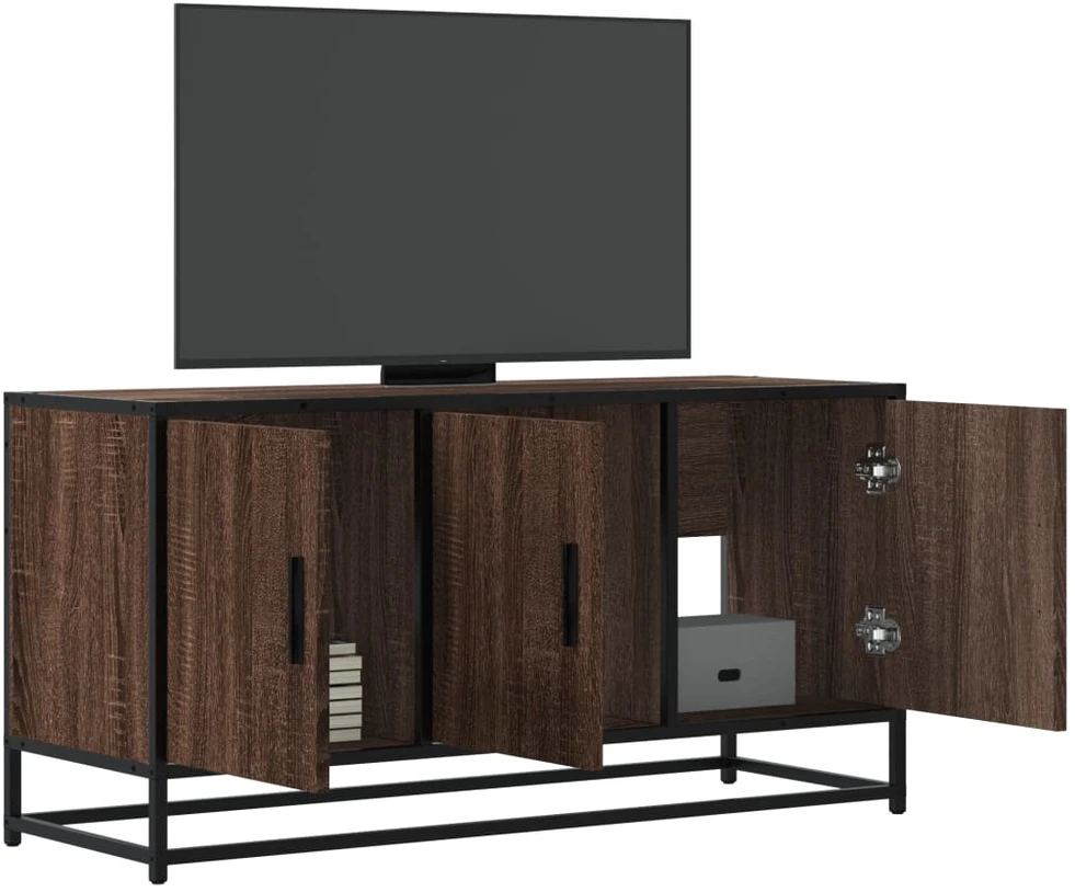 TV staliukas Televizoriaus spintelė, ruda, 100x35x50cm, mediena ir metalas