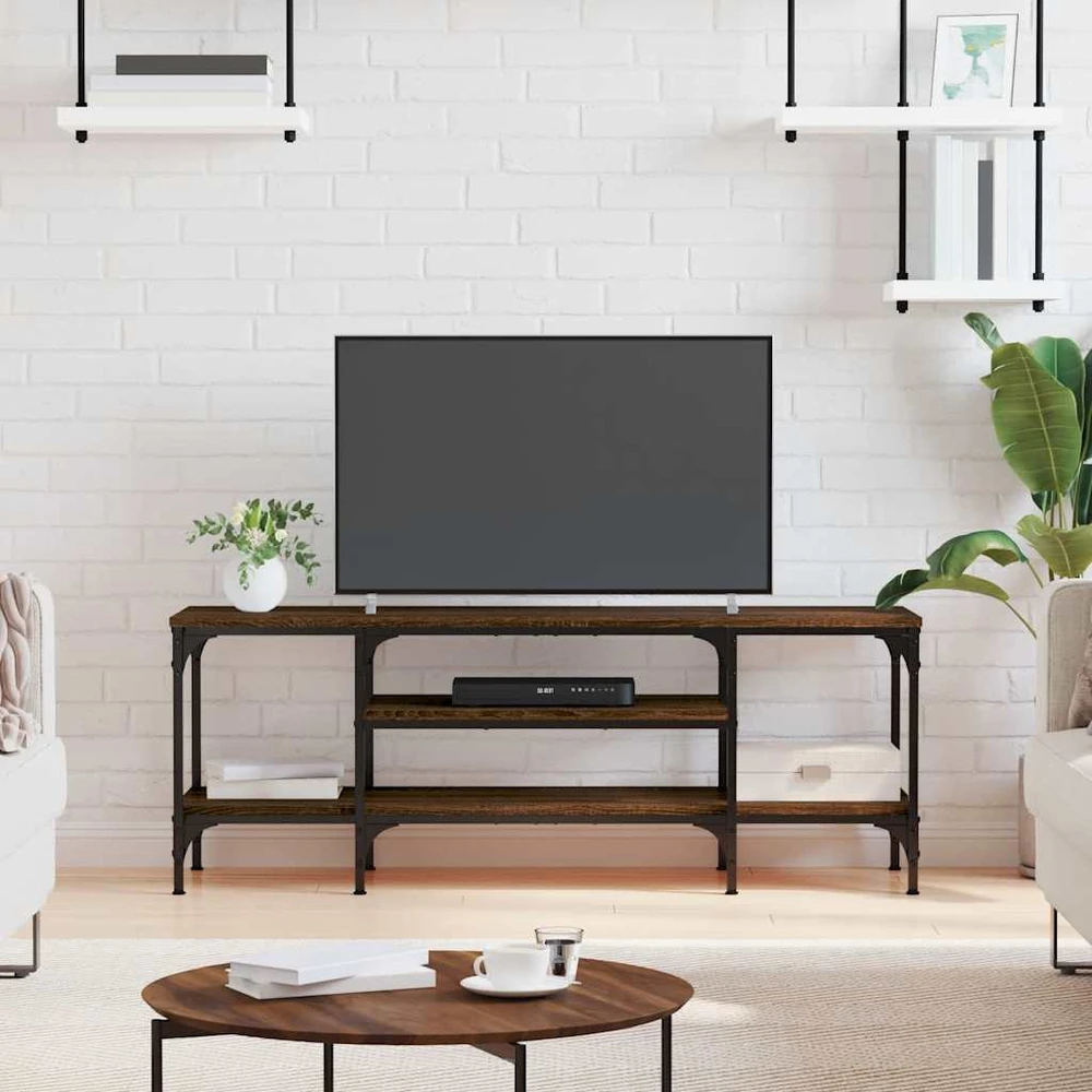 TV staliukas Televizoriaus spintelė, ruda, 121x35x45cm, mediena ir geležis