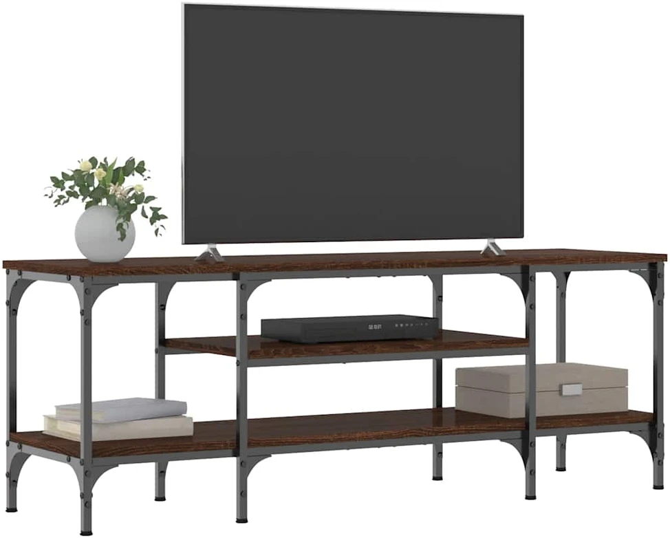 TV staliukas Televizoriaus spintelė, ruda, 121x35x45cm, mediena ir geležis
