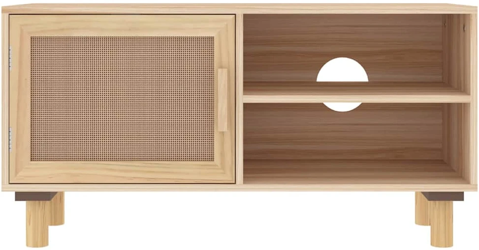 TV staliukas Televizoriaus spintelė, ruda, 80x30x40cm, pušis ir ratanas