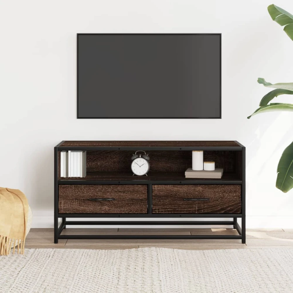 TV staliukas Televizoriaus spintelė, ruda, 80x34,5x40cm, mediena ir metalas
