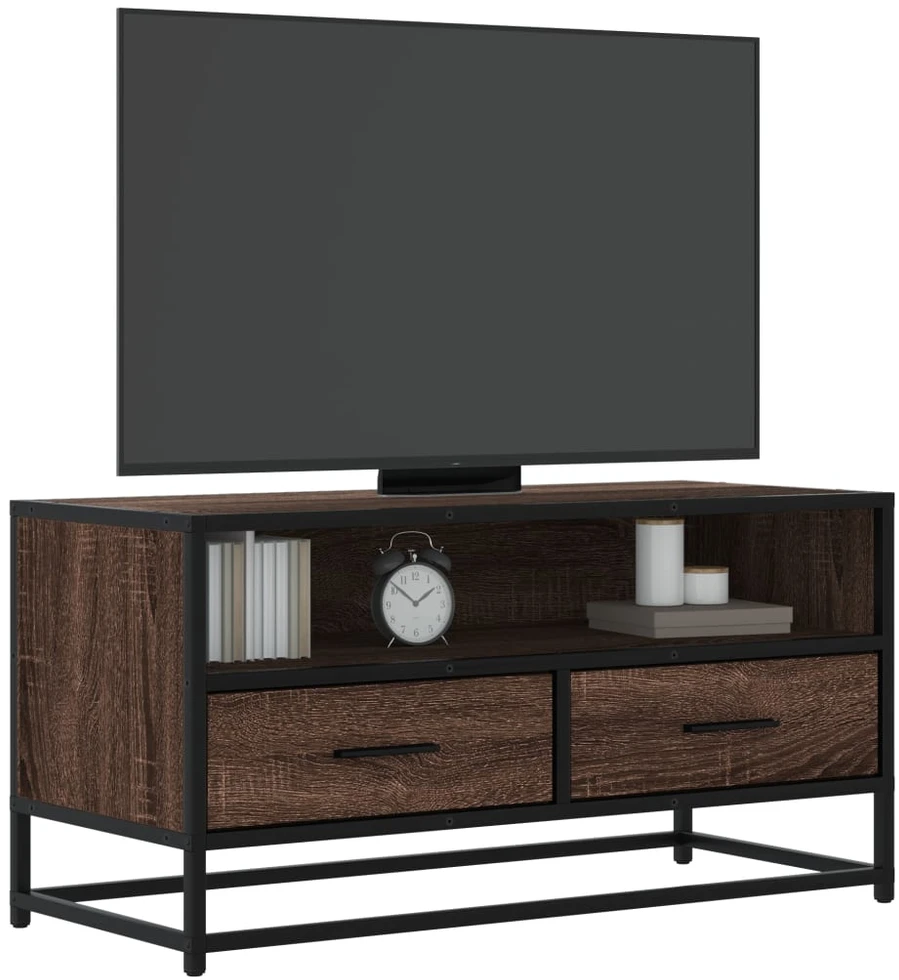 TV staliukas Televizoriaus spintelė, ruda, 80x34,5x40cm, mediena ir metalas