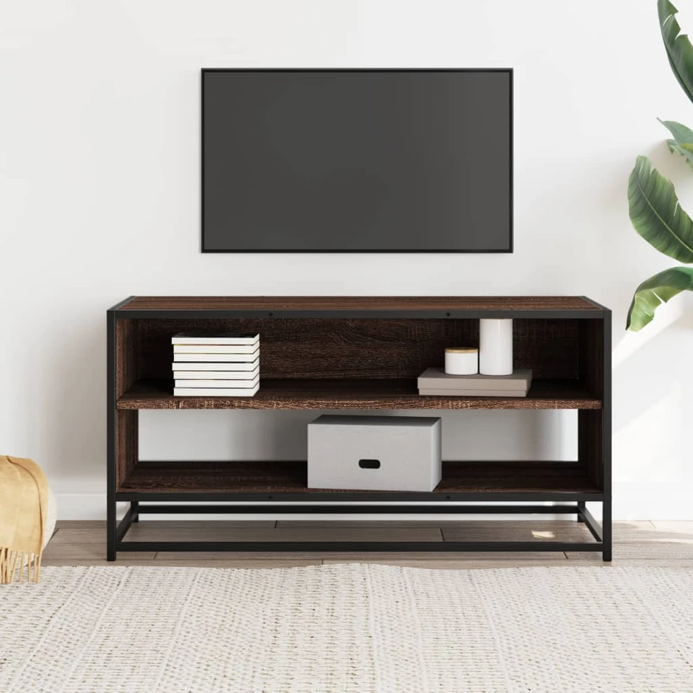 TV staliukas Televizoriaus spintelė, ruda, 91x40x46cm, mediena ir metalas