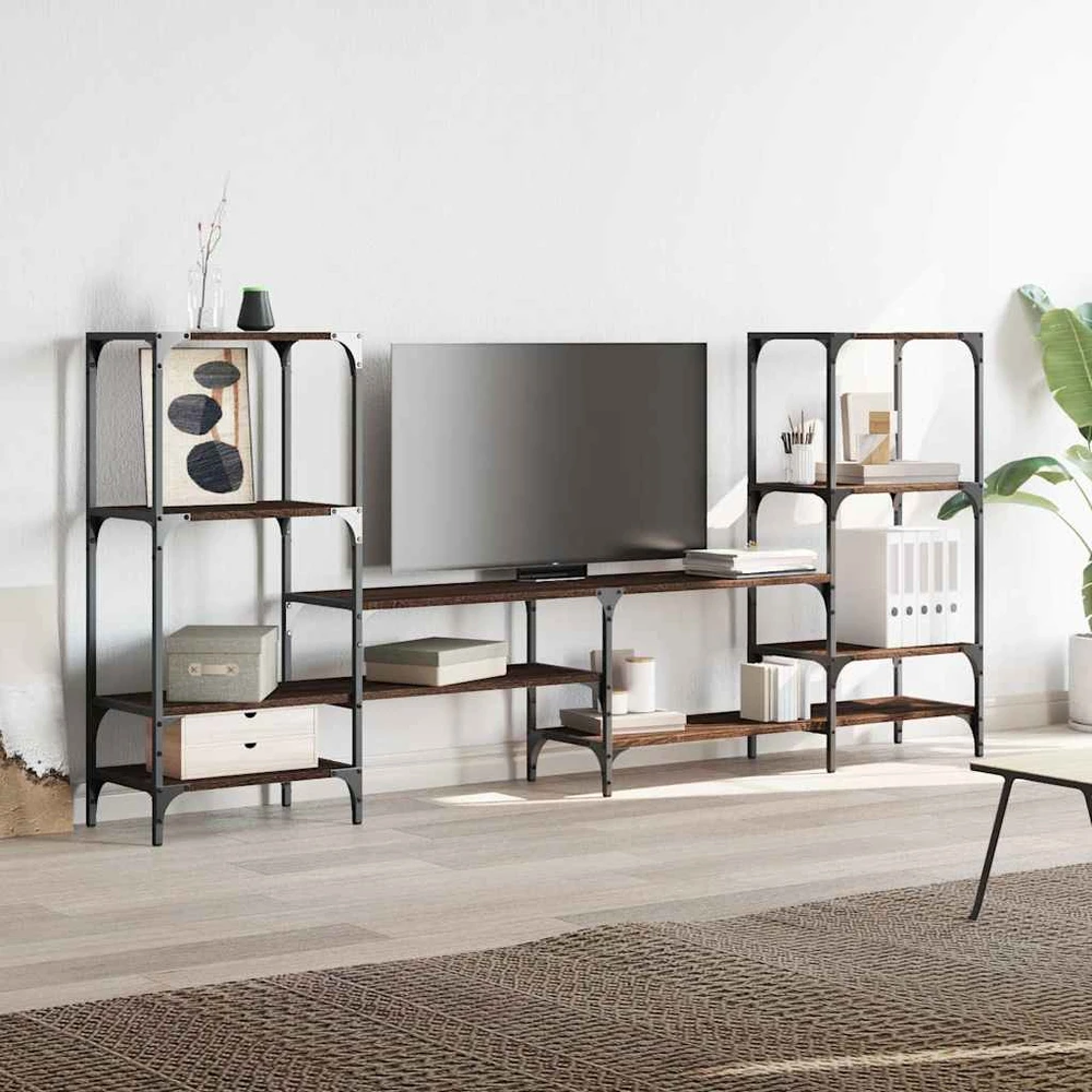 TV staliukas Televizoriaus spintelė, ruda ąžuolo, 206,5x28,5x95cm, mediena