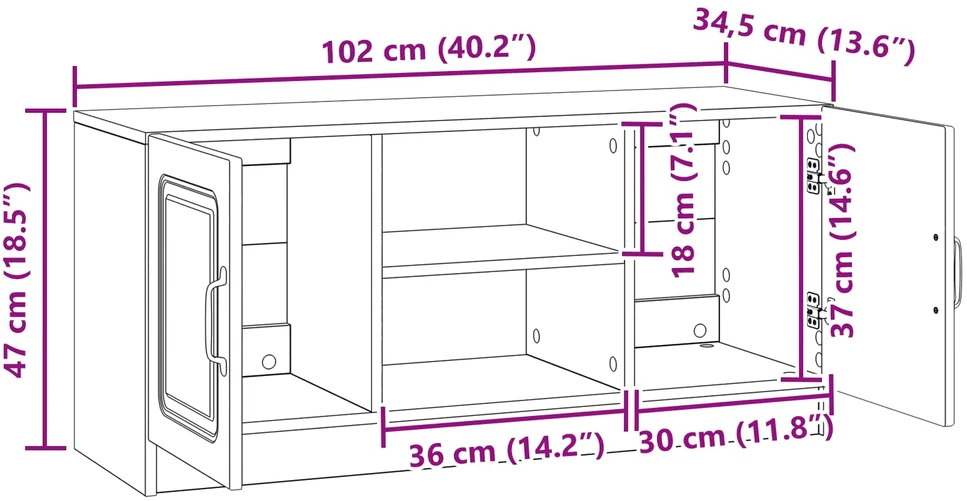 TV staliukas Televizoriaus spintelė Sendintos medienos 102 x 34,5 x 47 cm